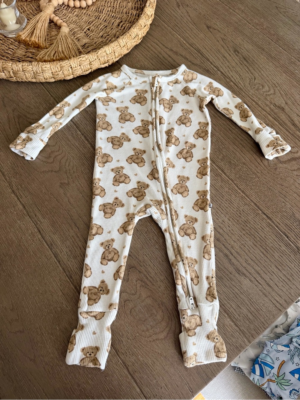 Like New! Caden Lane - BEARY SWEET BAMBOO WAFFLE FOOTIE - 3-6 Months